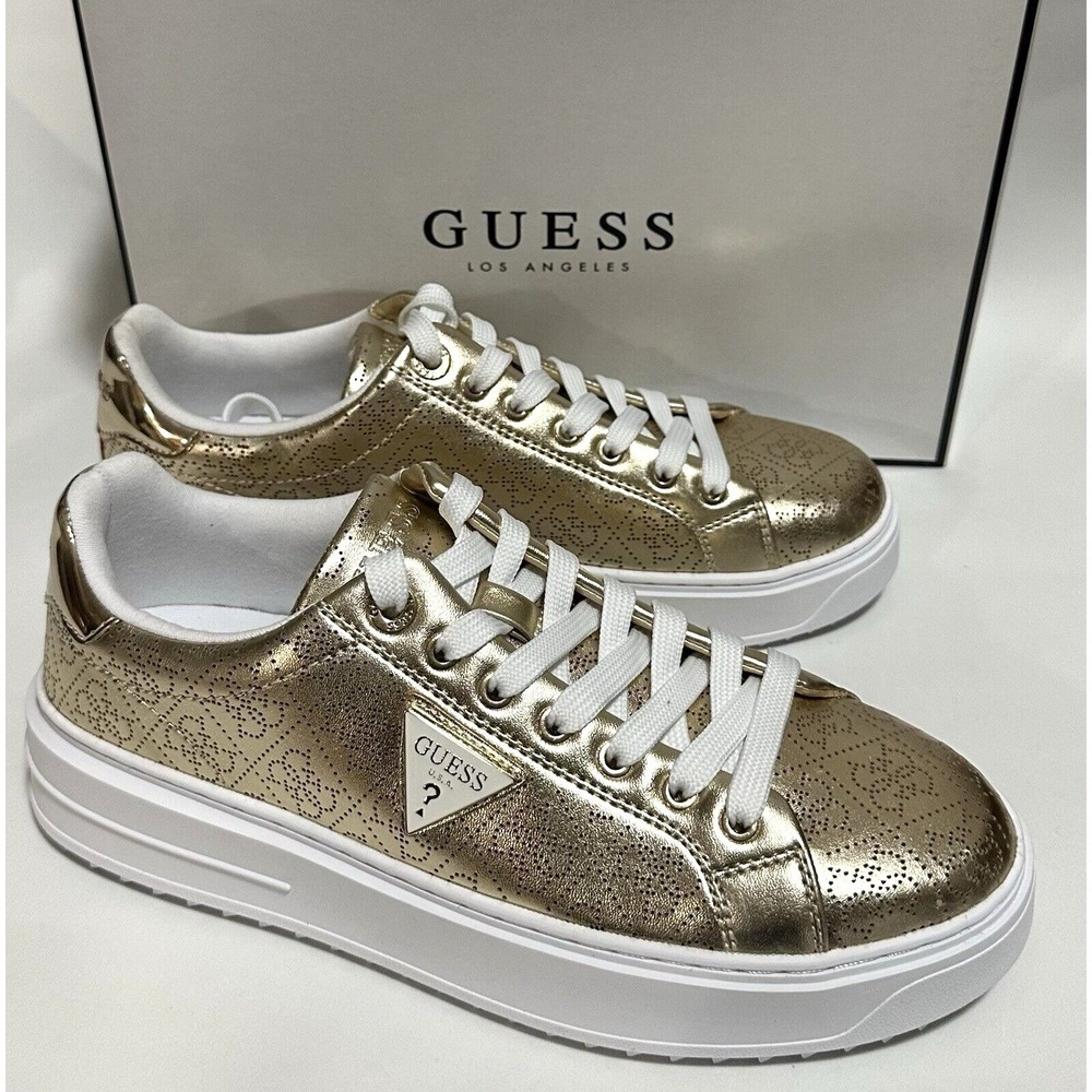 Guess Shoes Women's Size 9 Danesa Treaded Flatform Lace Up Sneakers Gold